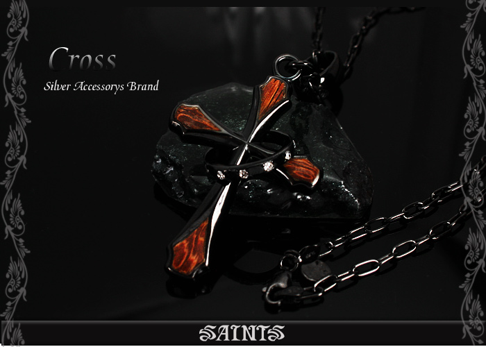 ブラックジルコニアリングクロスペンダント | SAINTS - セインツ | シルバーネックレス 【メンズアクセサリー・シルバーアクセサリー銀の市場】